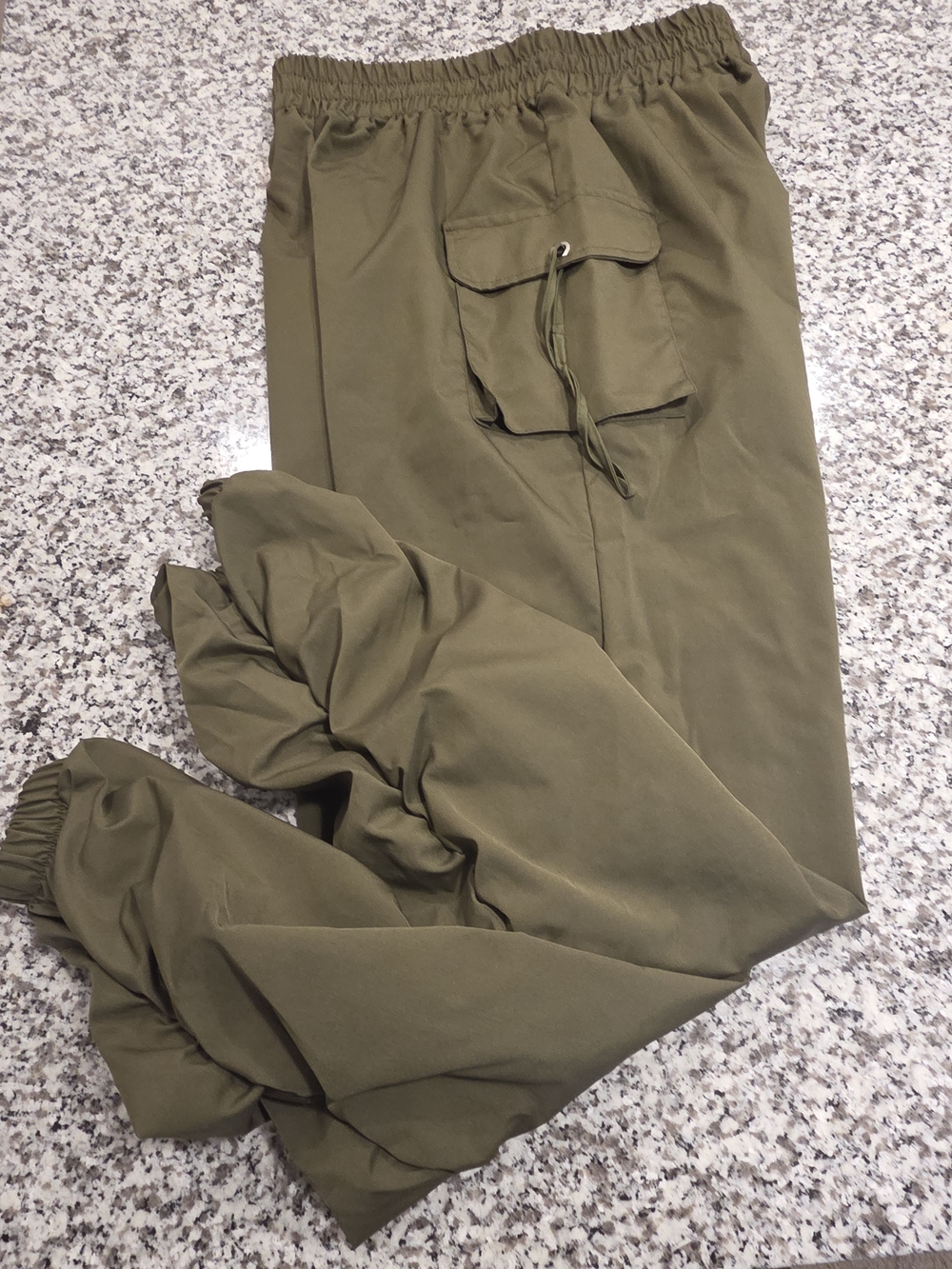 Women's Olive Cargo Jogger Pants - Casual Elastic Waist